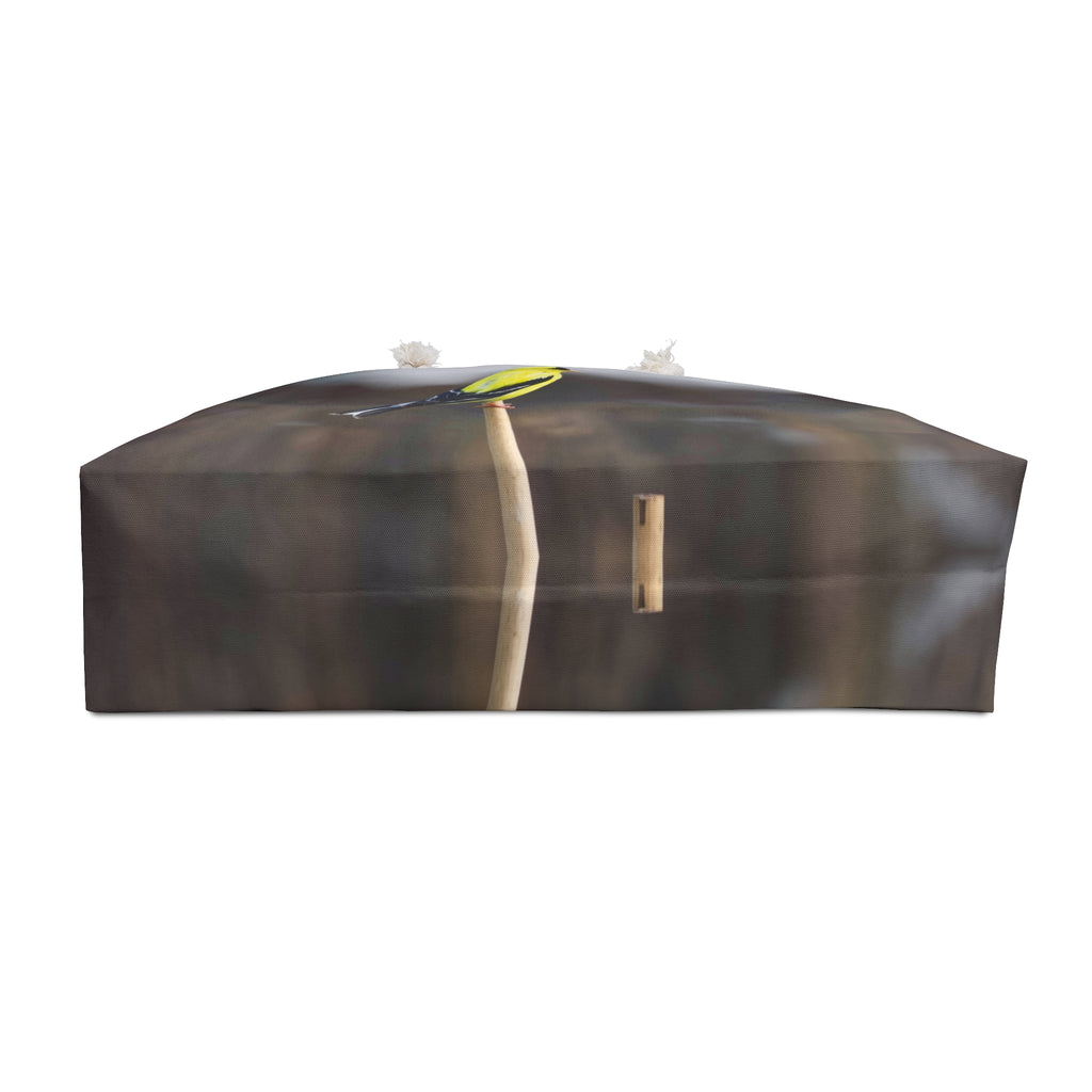 American Goldfinch on Bamboo Weekender Bag – Songbird Wildlife Travel Bag