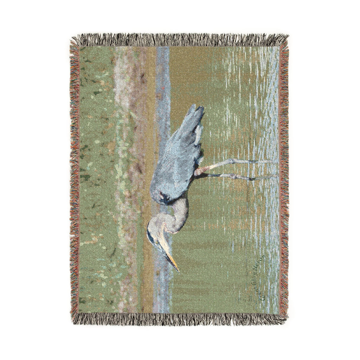Great Blue Heron Woven Throw Blanket, Wildlife Photography Tapestry
