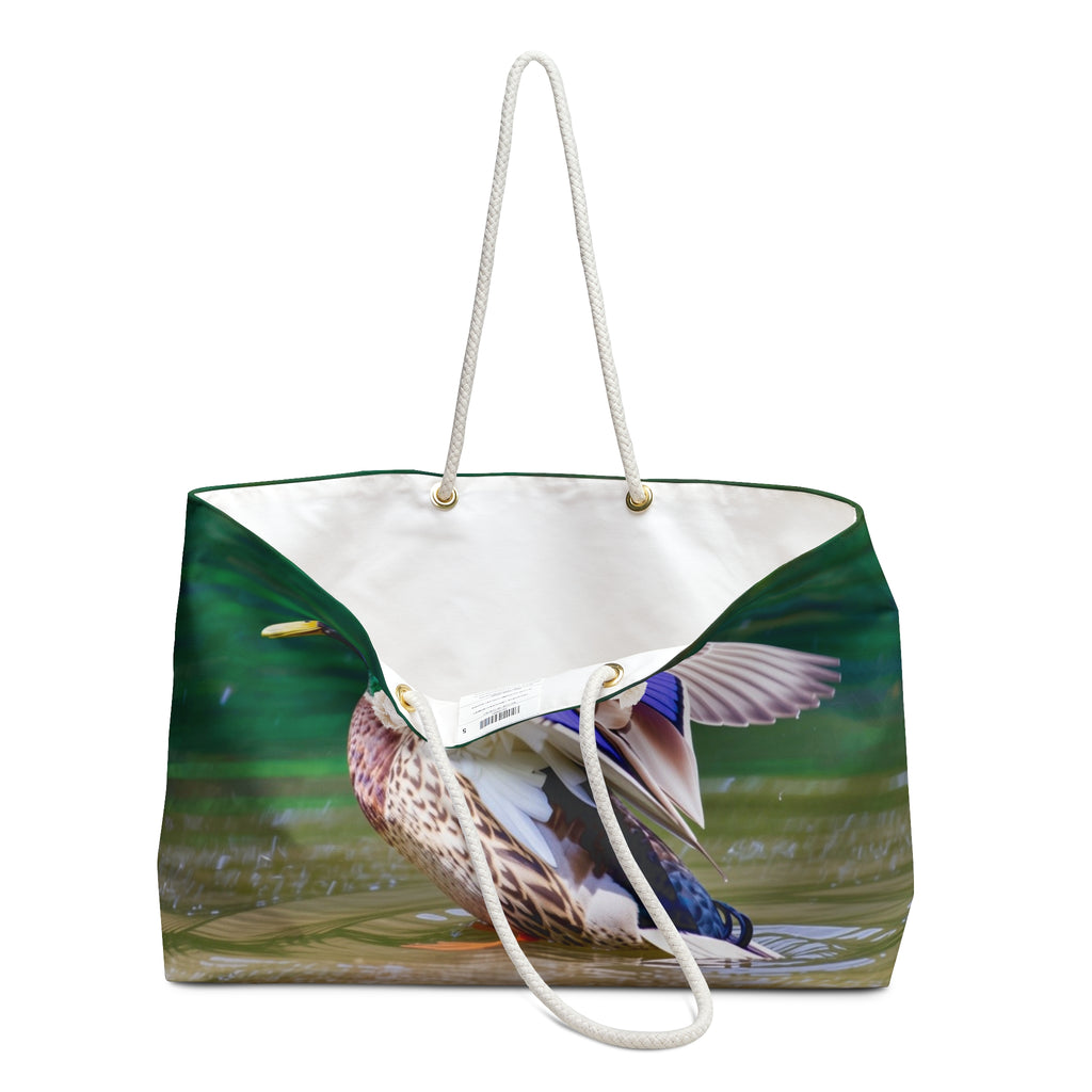 Mallard Duck Bathing in the River Weekender Bag – Wildlife Nature Travel Bag