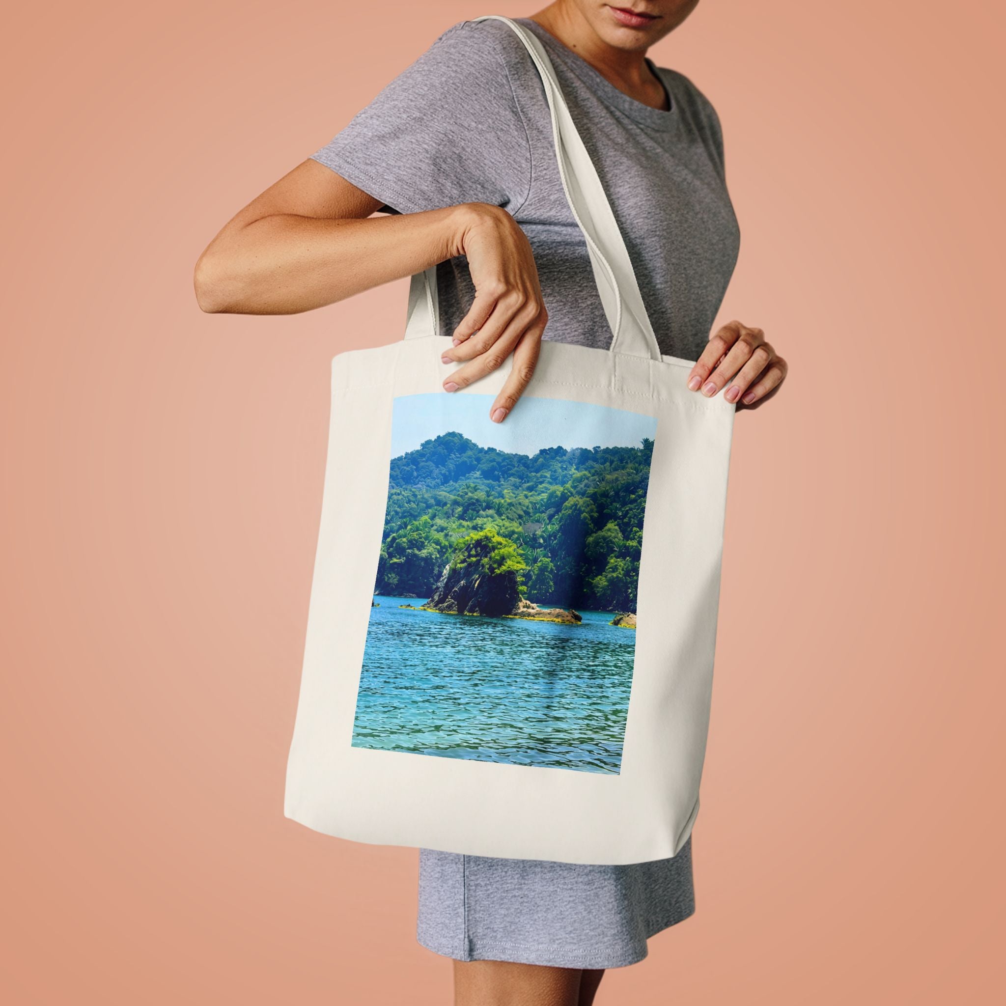 Tela Honduras Ocean Cotton Tote Bag – Tropical Beach Carry Bag