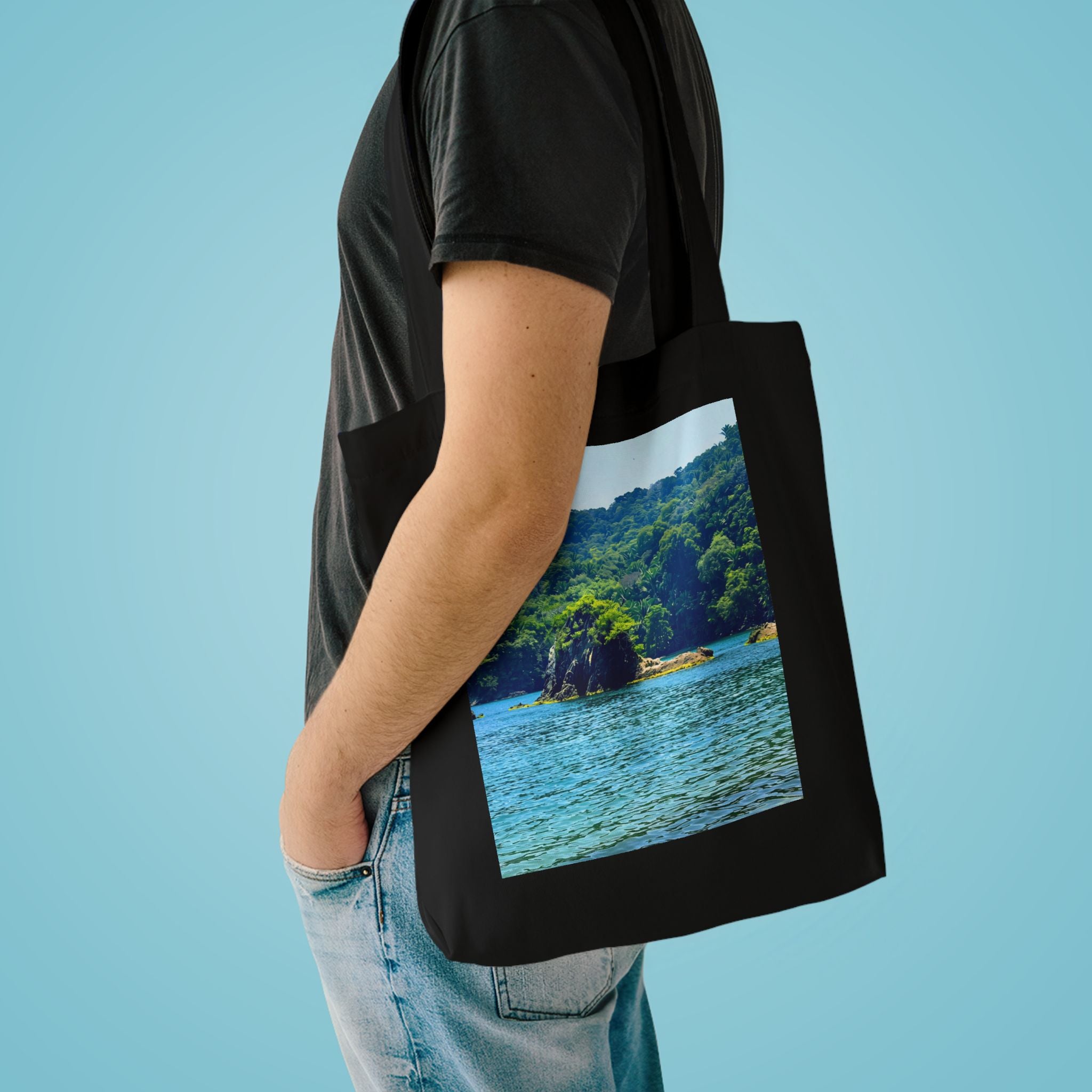 Tela Honduras Ocean Cotton Tote Bag – Tropical Beach Carry Bag