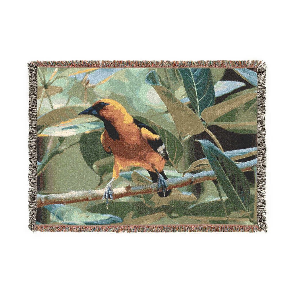 Oriole Bird Woven Throw Blanket Wildlife Photography Tapestry | Poli Roam
