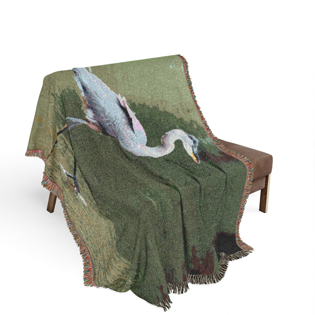 Great Blue Heron — Poli Roam Woven Blanket