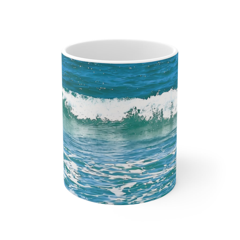 Ocean Wave Ceramic Mug 11oz – Coastal Beach Coffee Cup