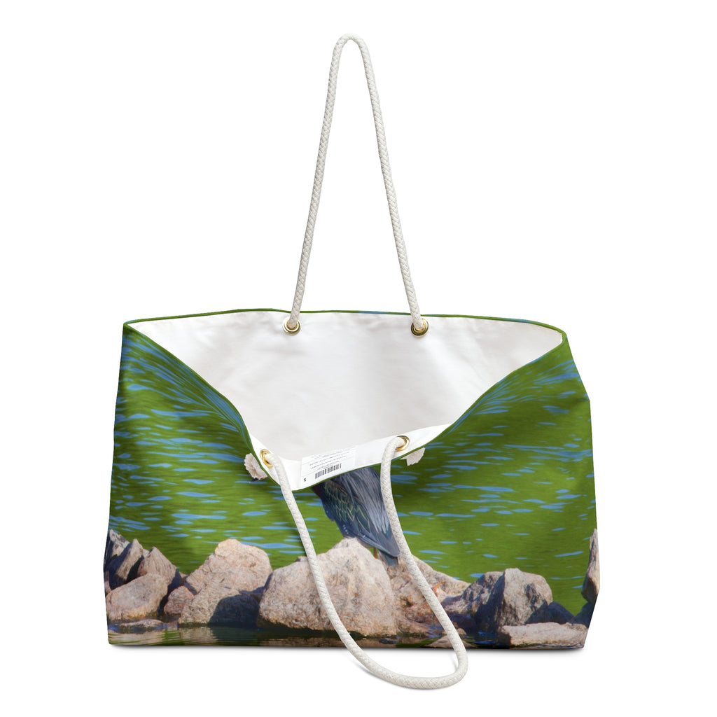 Green Heron Standing on a Rock in a River Weekender Bag – Wildlife Nature Travel Bag