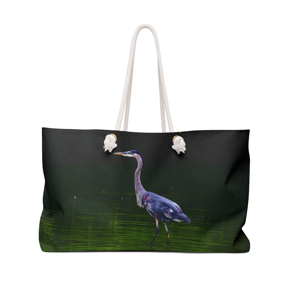 Great Blue Heron Standing in a River Weekender Bag – Wildlife Nature Travel Bag