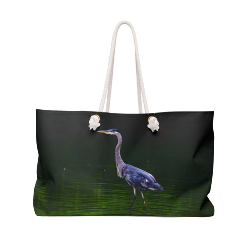 Great Blue Heron Standing in a River Weekender Bag – Wildlife Nature Travel Bag