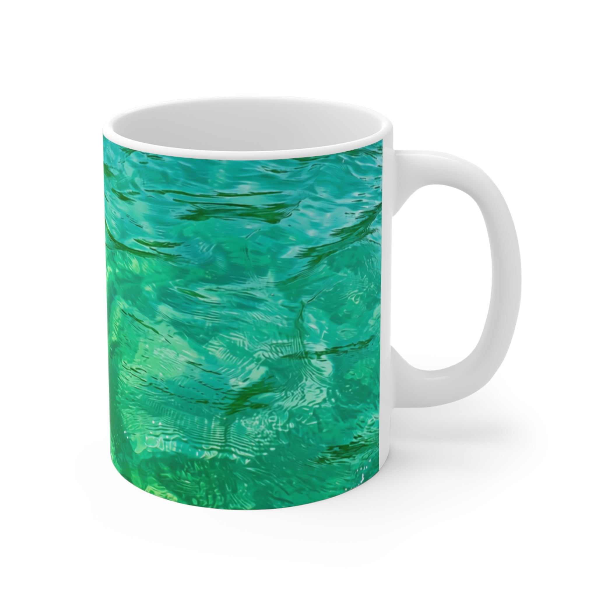 Green Ocean Ceramic Mug 11oz – Tropical Coastal Coffee Cup