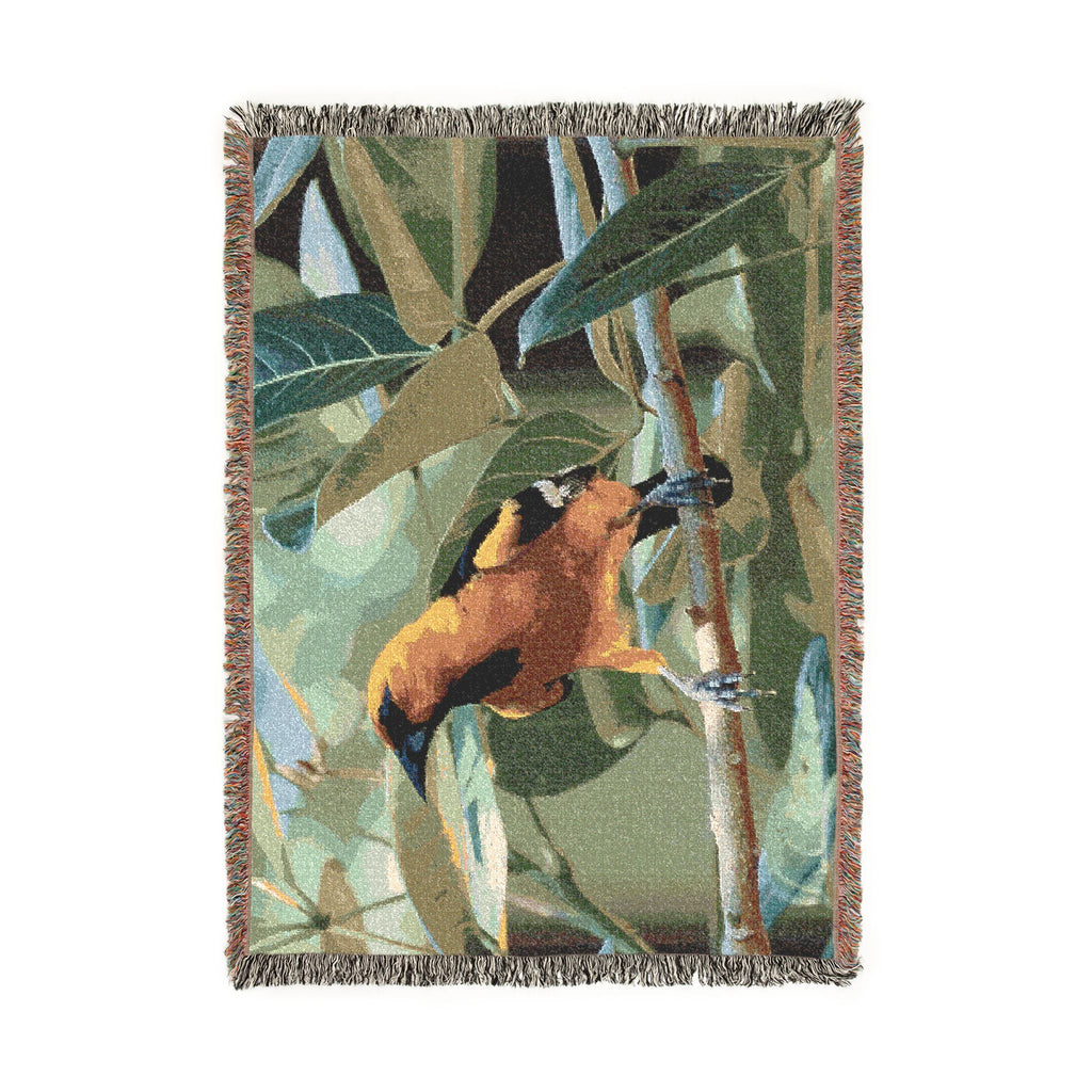 Oriole Bird Woven Throw Blanket Wildlife Photography Tapestry | Poli Roam