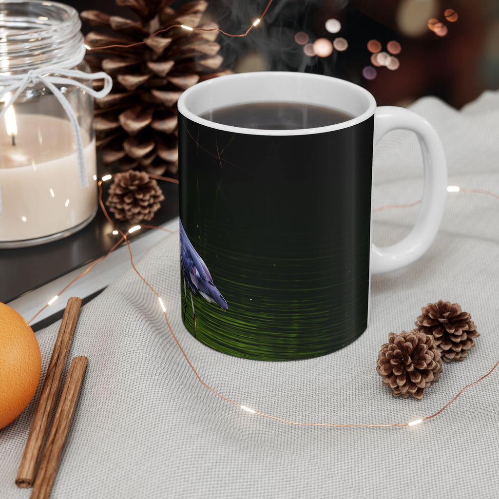 Heron in the Water Ceramic Mug 11oz – Elegant Wildlife Coffee Cup