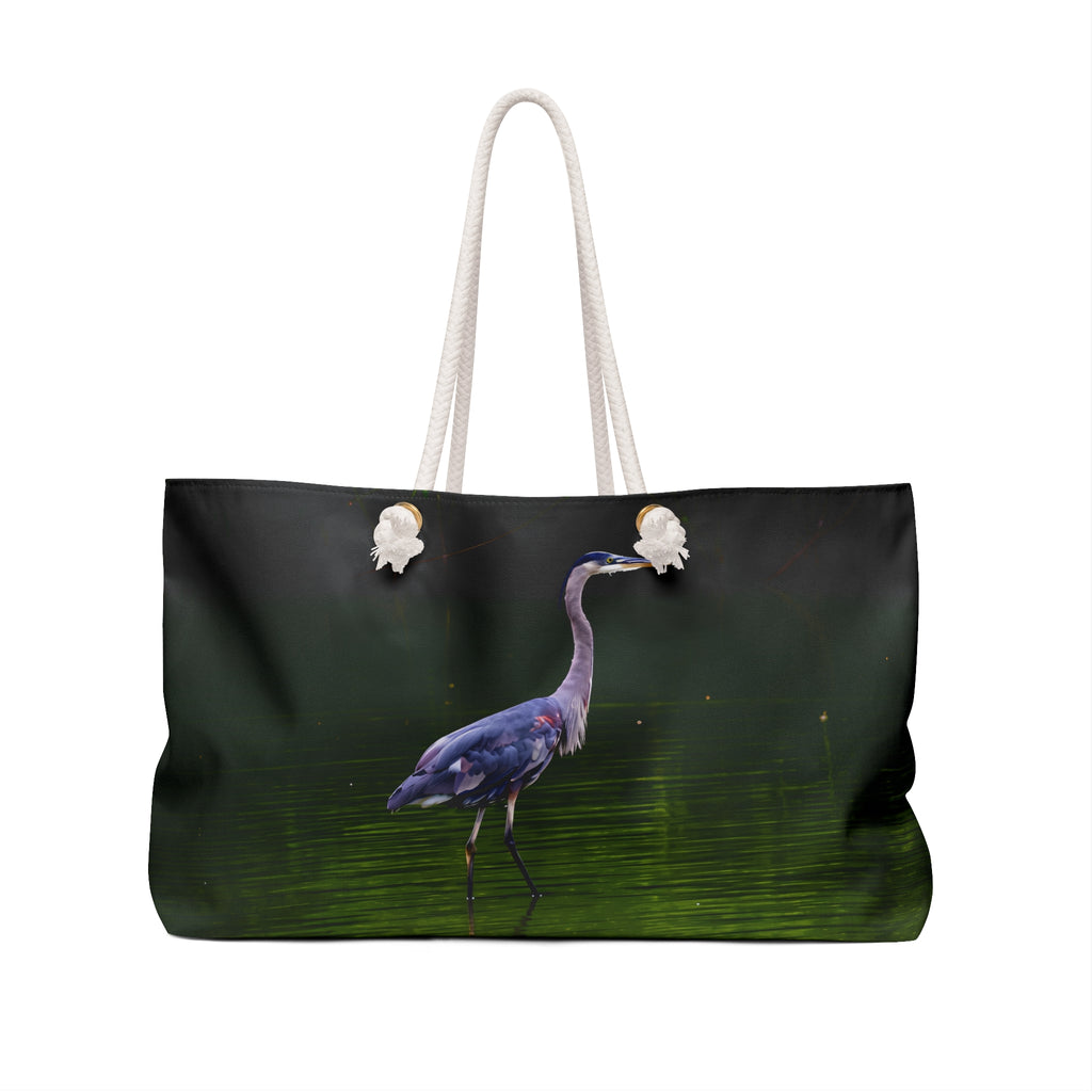 Great Blue Heron Standing in a River Weekender Bag – Wildlife Nature Travel Bag