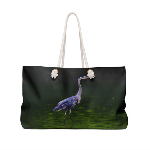 Great Blue Heron Standing in a River Weekender Bag – Wildlife Nature Travel Bag