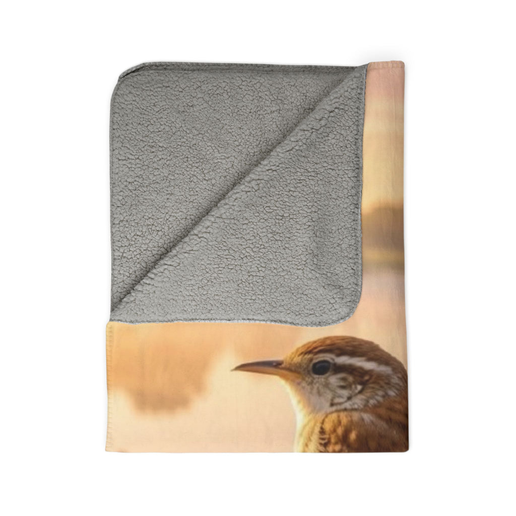Carolina Wren Fleece Sherpa Blanket