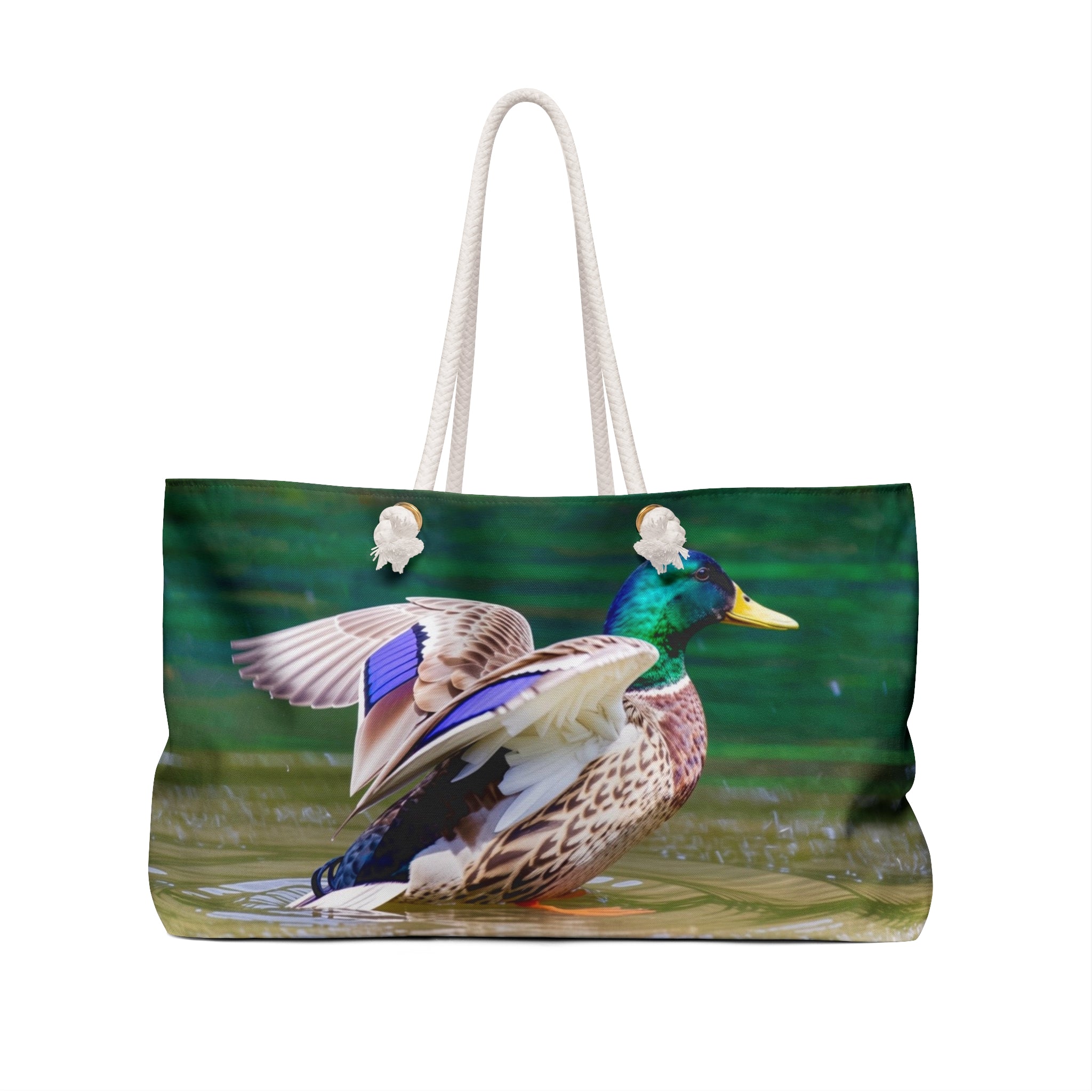 Mallard Duck Bathing in the River Weekender Bag – Wildlife Nature Travel Bag
