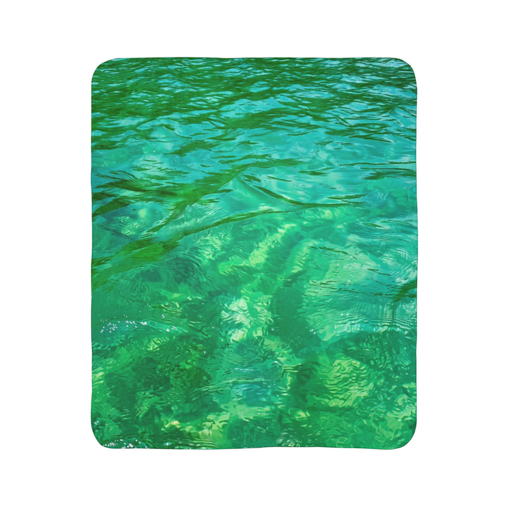Punta Sal Green Beach Honduras Fleece Sherpa Blanket – Tropical Caribbean Cozy Throw