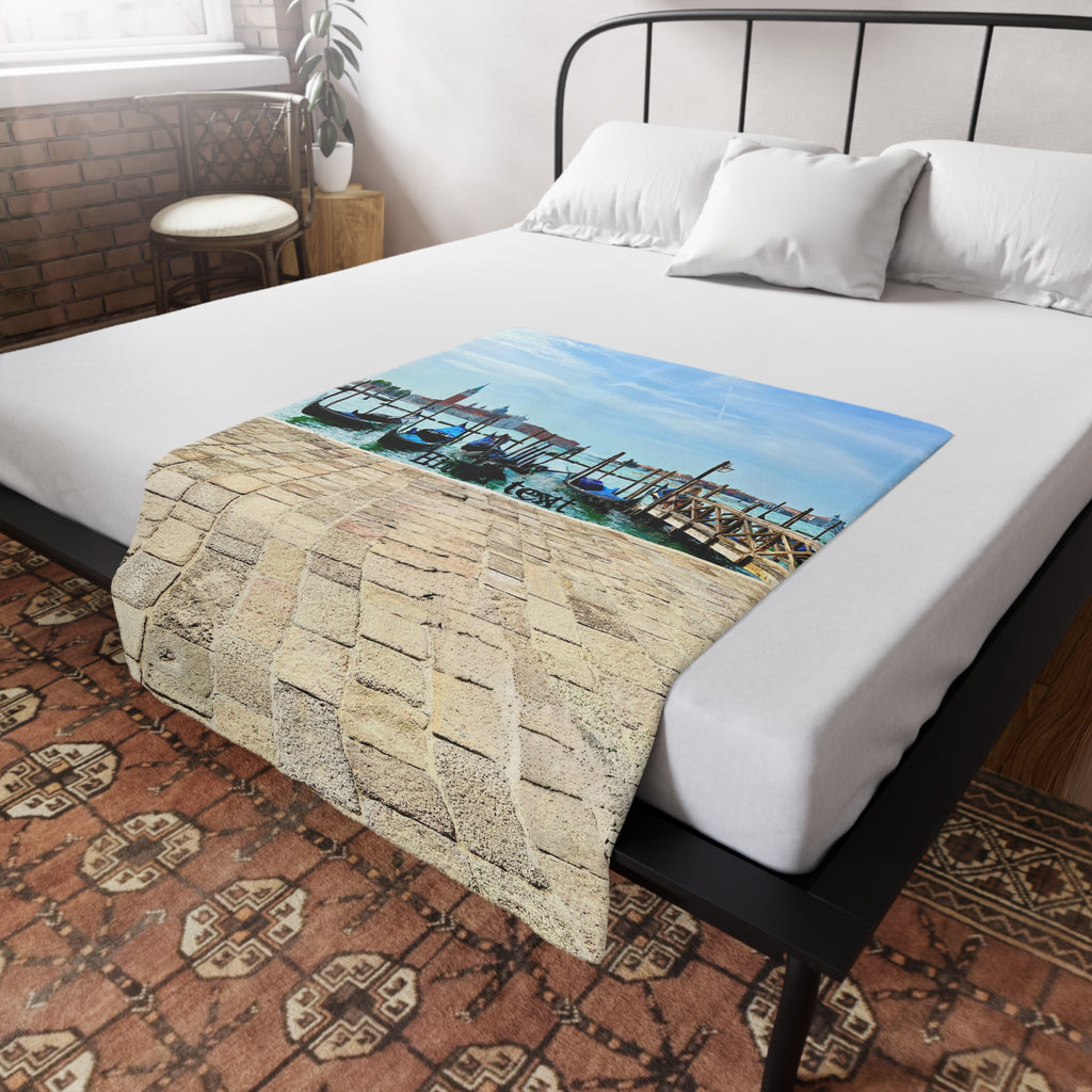 Venice Italy Gondola Plush Fleece Blanket – Italian Romance Cozy Throw