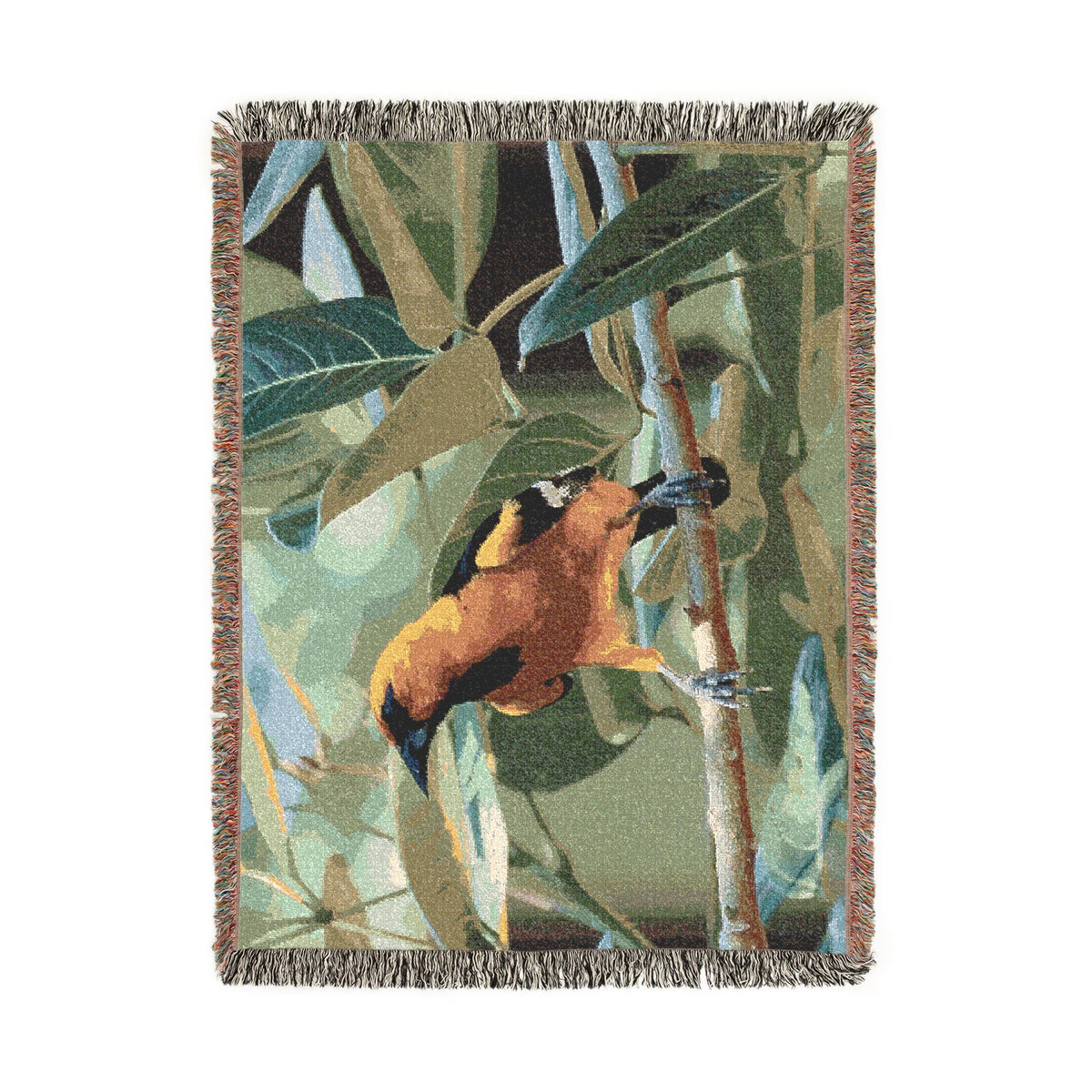 Oriole Bird Woven Throw Blanket Wildlife Photography Tapestry | Poli Roam