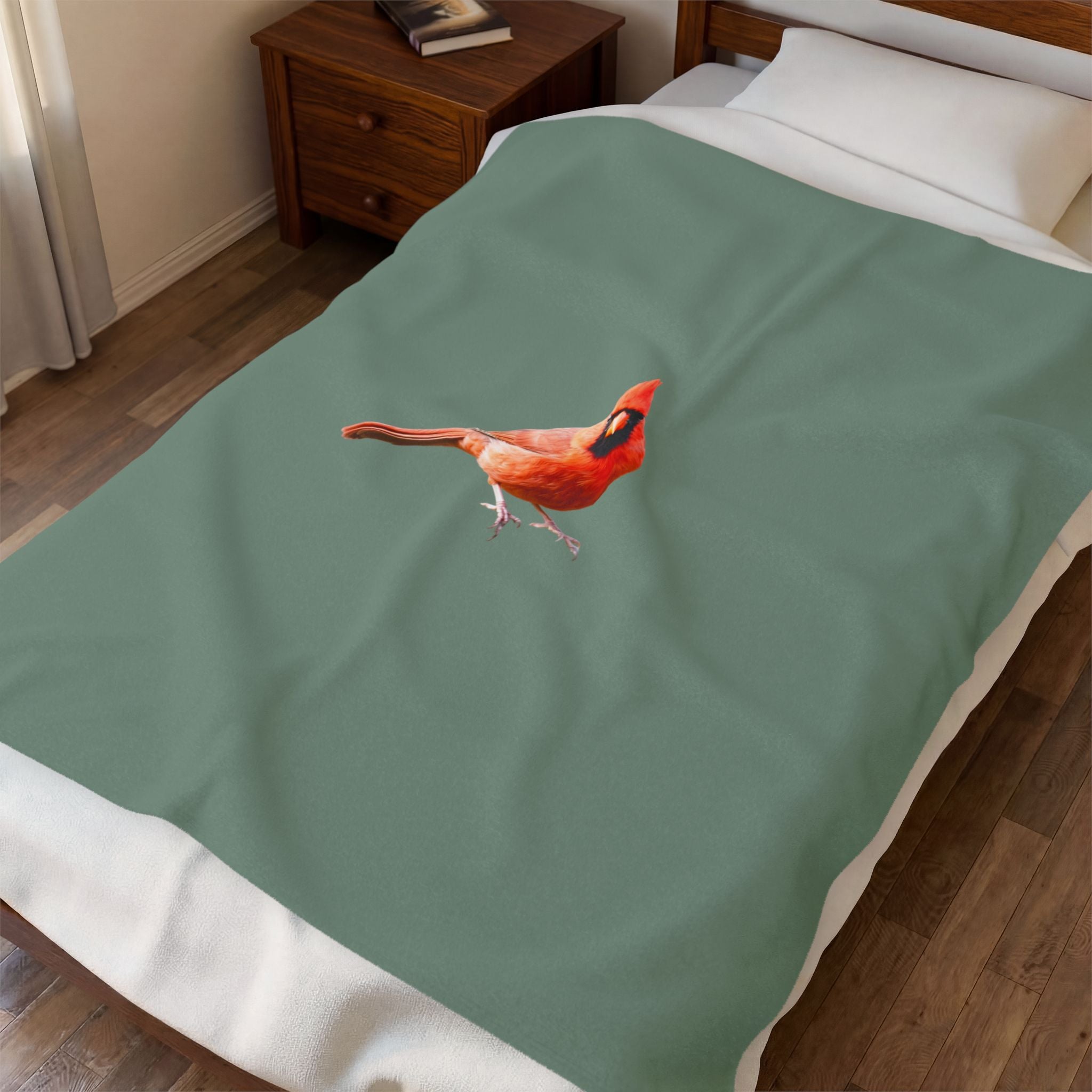 Northern Cardinal Velveteen Plush Blanket – Backyard Bird Wildlife Cozy Throw