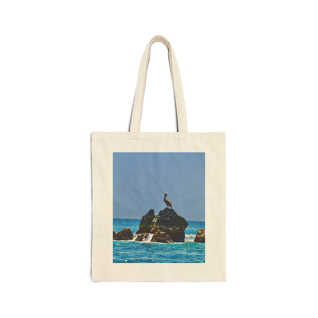 Tela Honduras Pelican on Rock Cotton Canvas Tote Bag – Coastal Wildlife Carry Bag