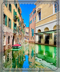 Venice Italy City Pixel Fleece Blanket – Italian Travel Cozy Throw
