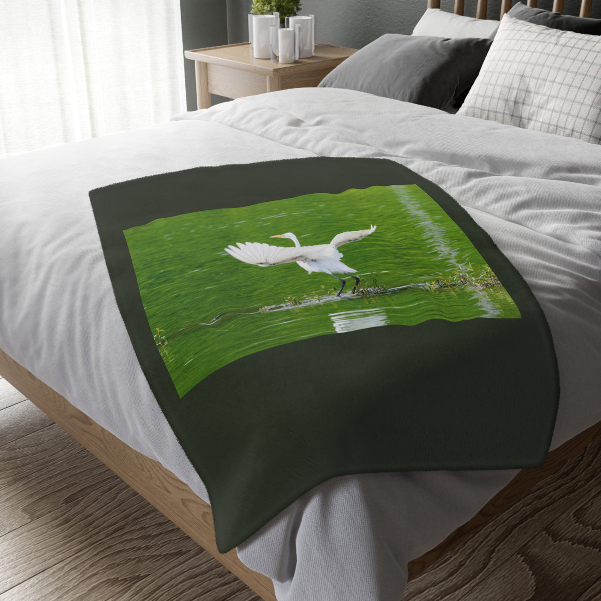 Egret Velveteen Microfiber Blanket (Two-sided print)