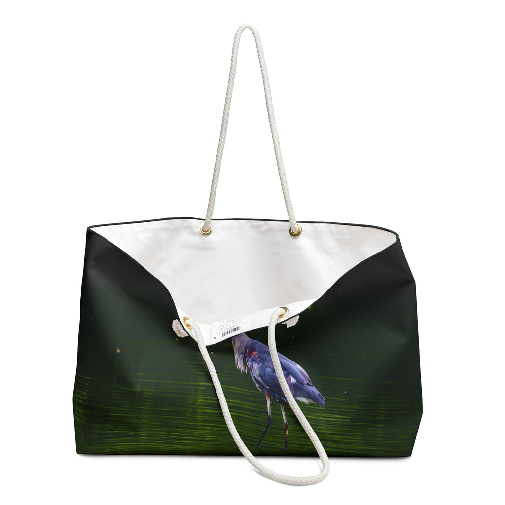 Great Blue Heron Standing in a River Weekender Bag – Wildlife Nature Travel Bag