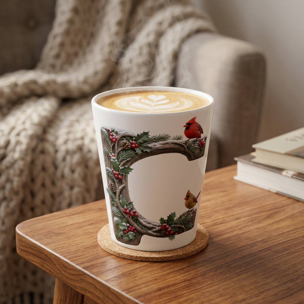 Winter Cardinal Latte Mug