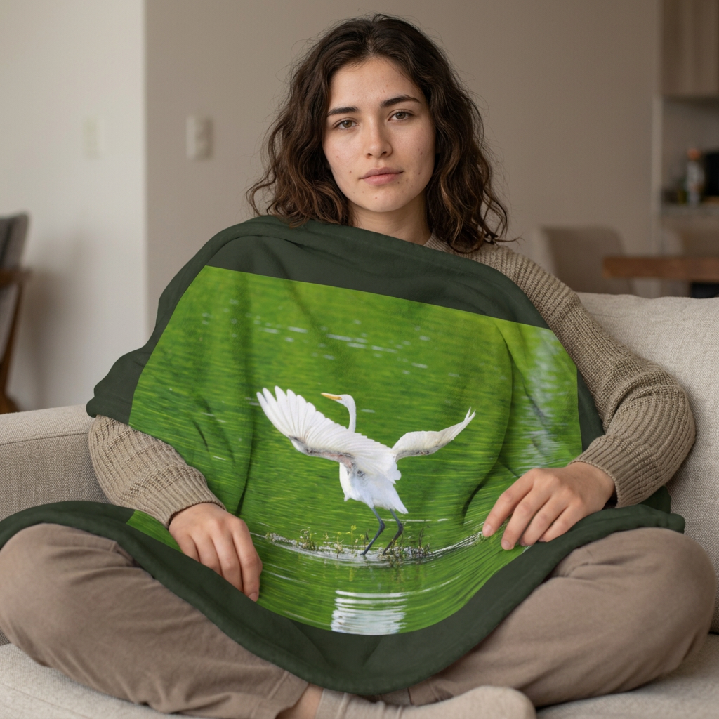 Egret Velveteen Microfiber Blanket (Two-sided print)