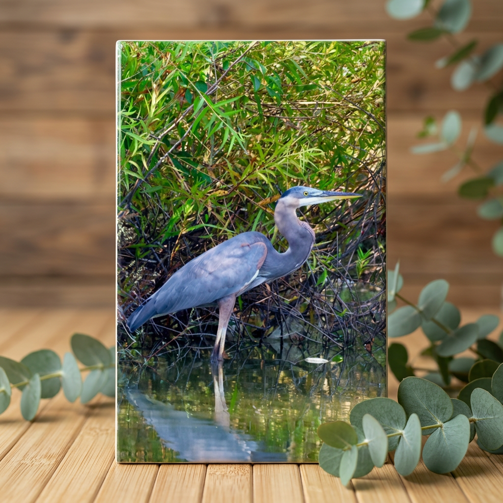 Great Blue Heron Wood Topped Wall Tapestry—Nature Photography Print