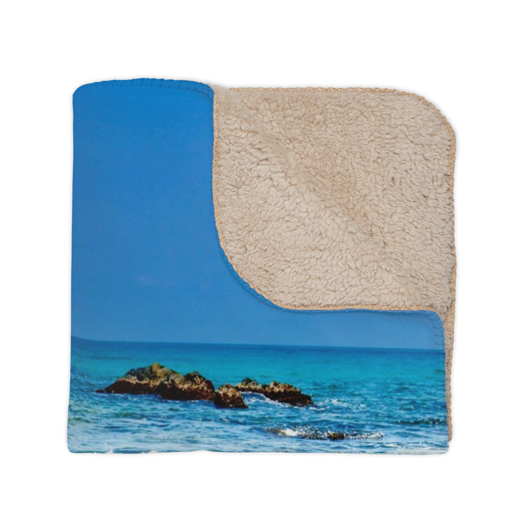 Beach images Tan Sherpa Blanket