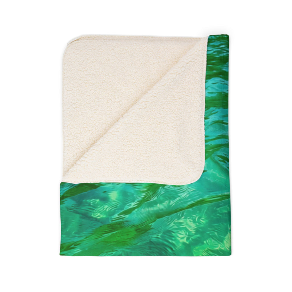 Punta Sal Green Beach Honduras Fleece Sherpa Blanket – Tropical Caribbean Cozy Throw