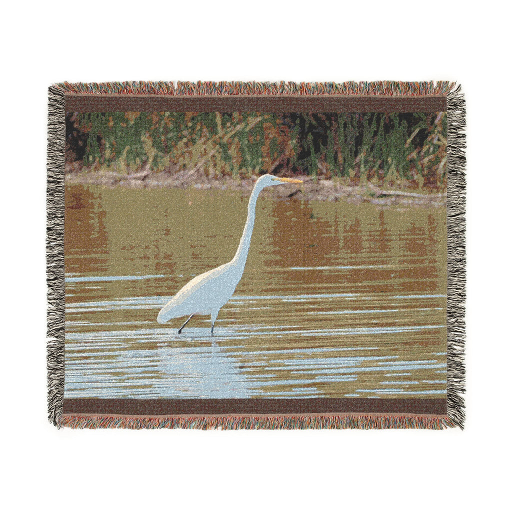 Great Egret Woven Throw Blanket Wildlife Photography Tapestry | Poli Roam