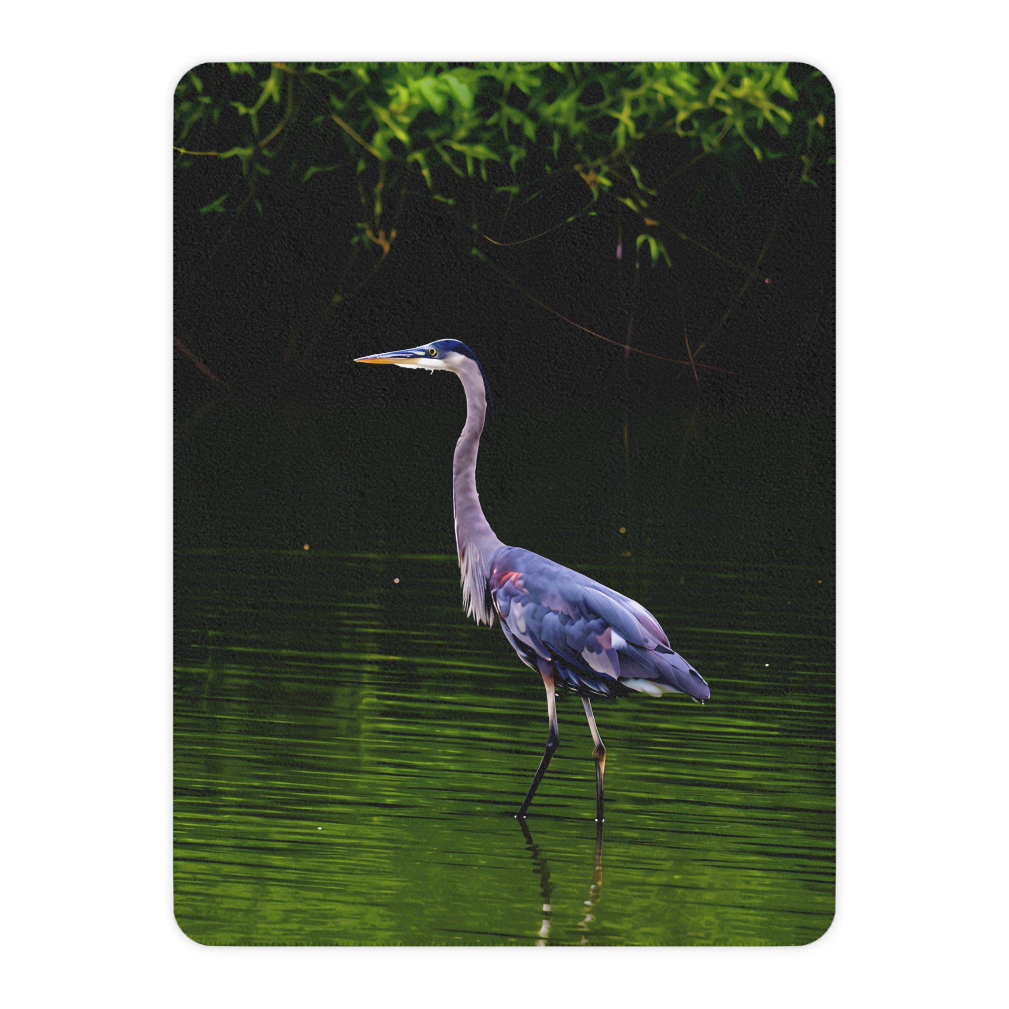 Great Blue Heron in the River Tan Sherpa Blanket – Wildlife Nature Cozy Throw