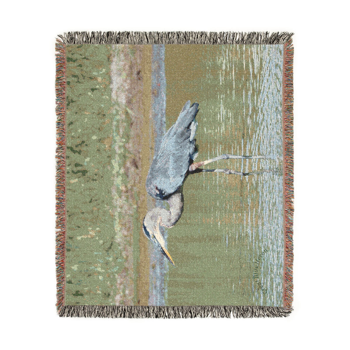 Great Blue Heron Woven Throw Blanket, Wildlife Photography Tapestry