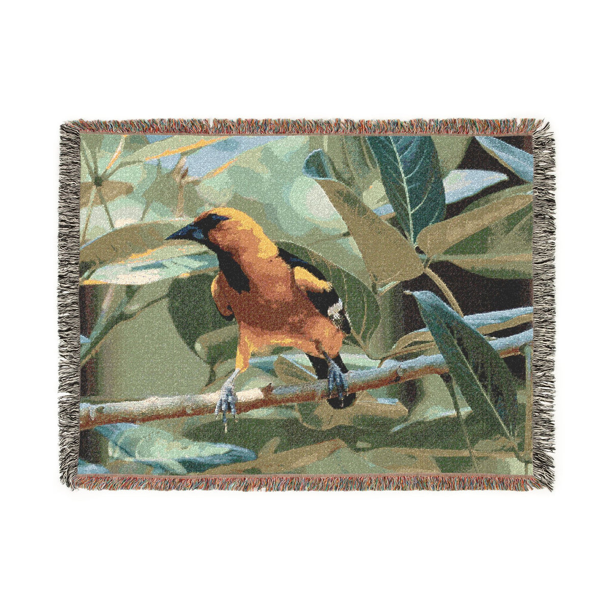 Oriole Bird Woven Throw Blanket Wildlife Photography Tapestry | Poli Roam