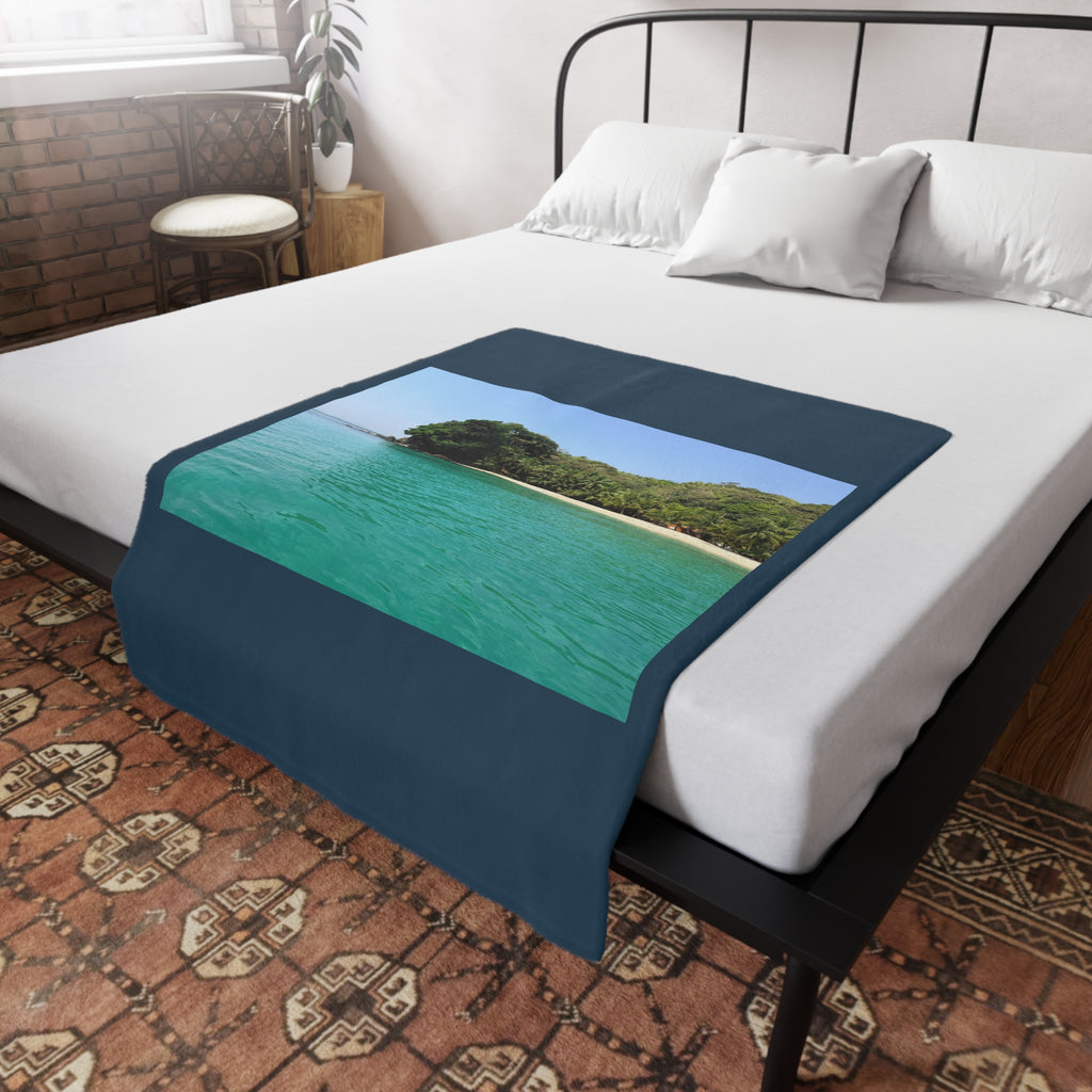 Punta Sal Honduras Beach Plush Fleece Blanket – Tropical Caribbean Cozy Throw