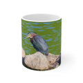 Green Heron on Rock Ceramic Mug 11oz – Pond Wildlife Coffee Cup