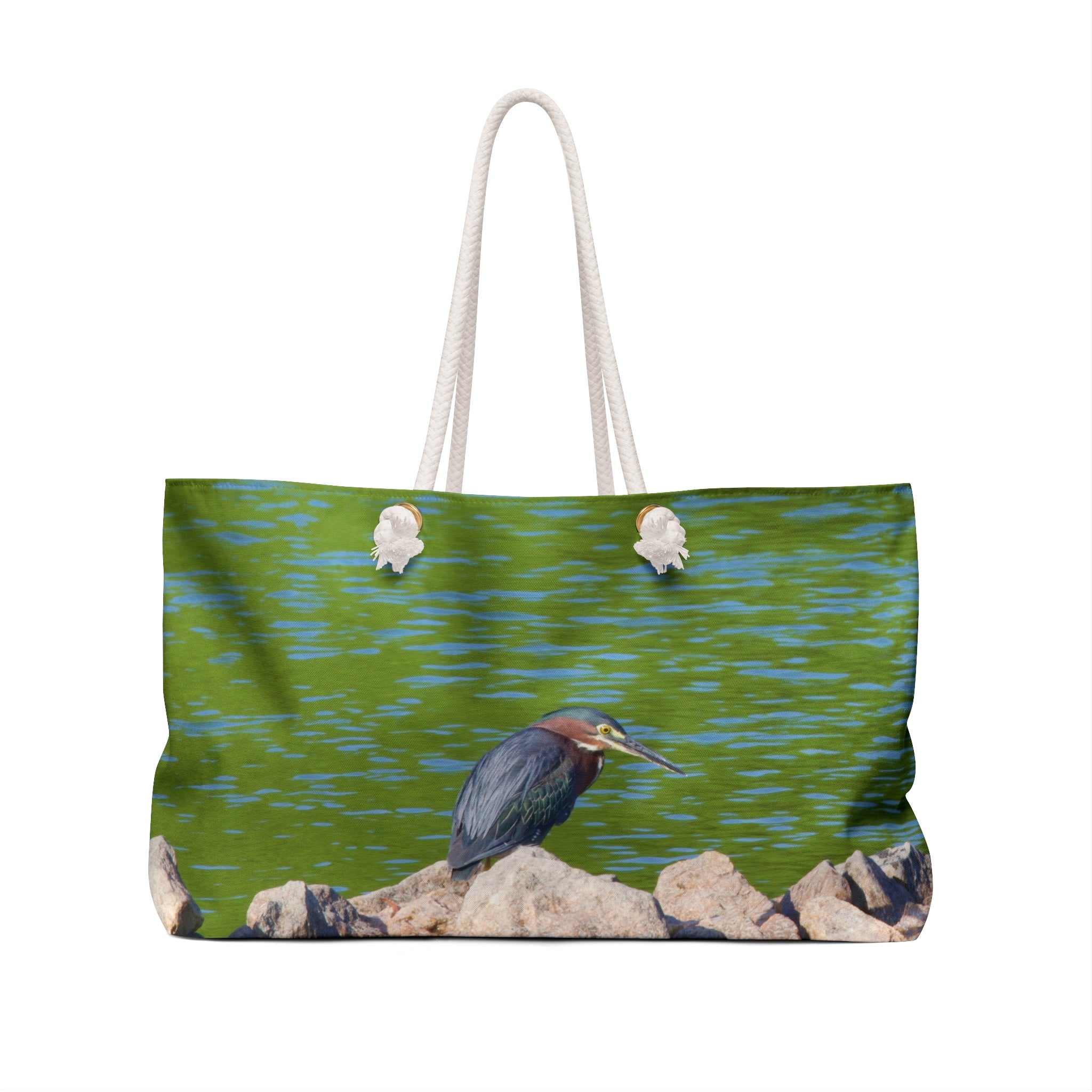 Green Heron Standing on a Rock in a River Weekender Bag – Wildlife Nature Travel Bag