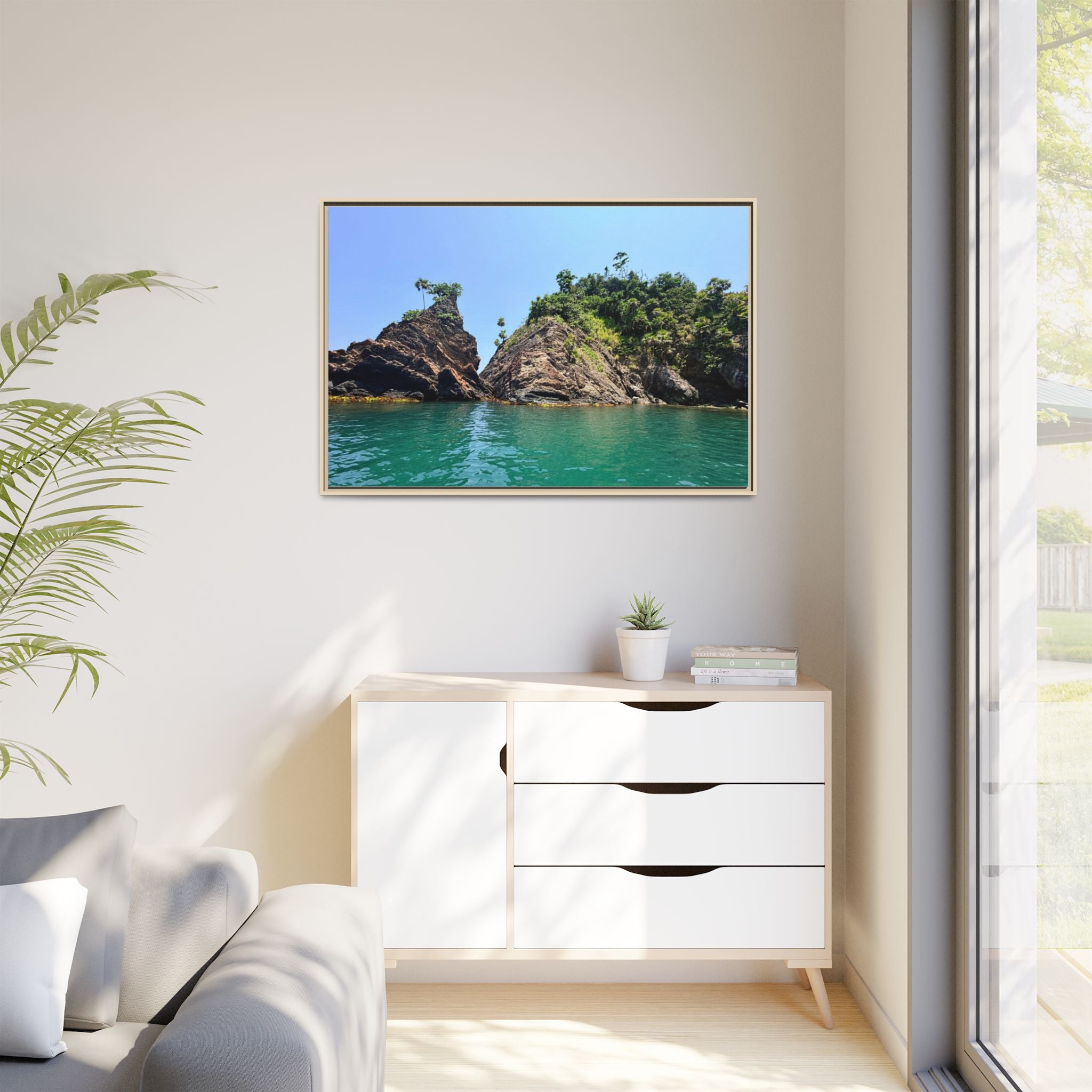 Tela Honduras Beach Matte Canvas, Framed (Multi-color)