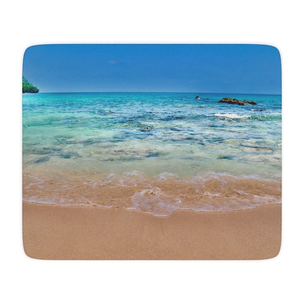 Beach images Tan Sherpa Blanket