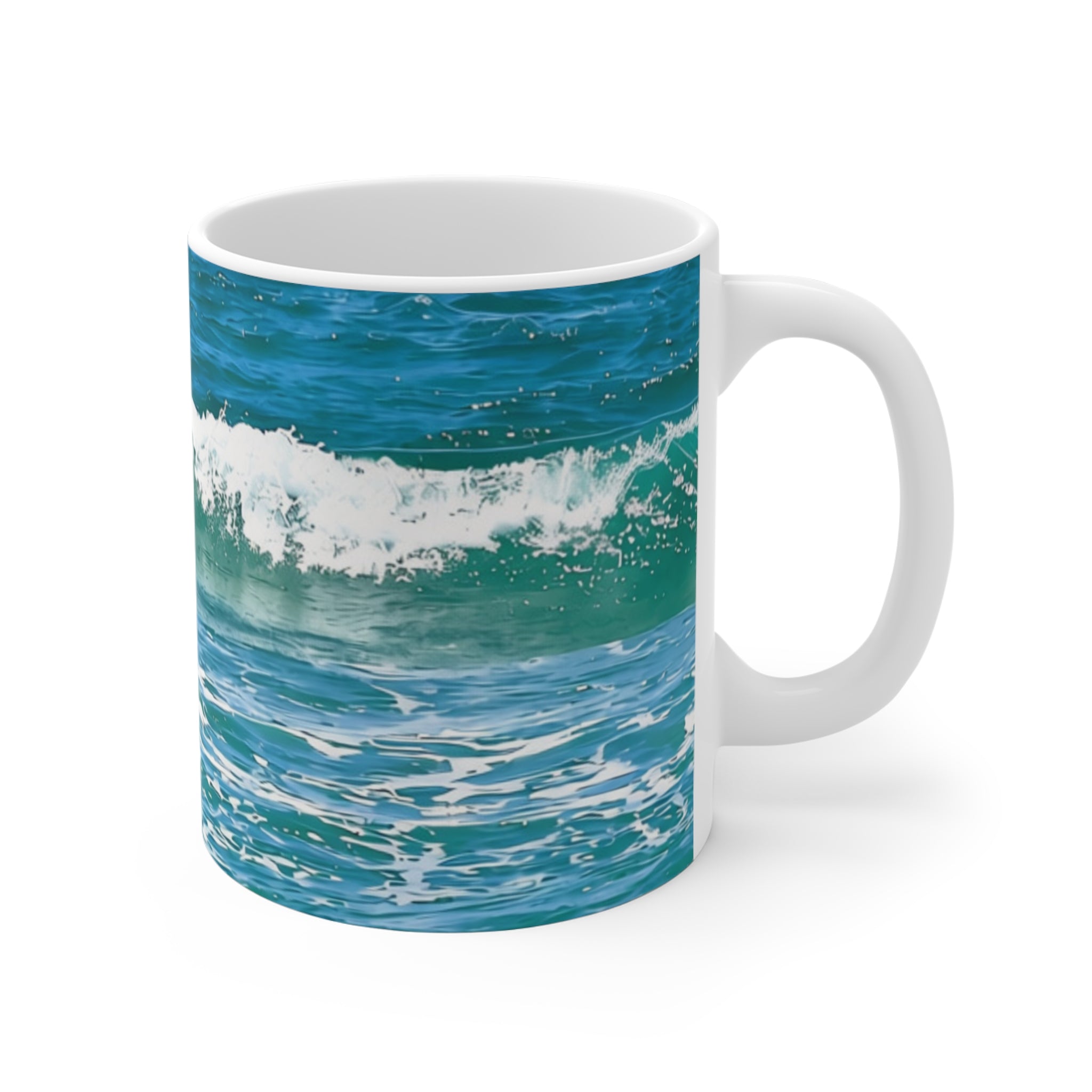 Ocean Wave Ceramic Mug 11oz – Coastal Beach Coffee Cup