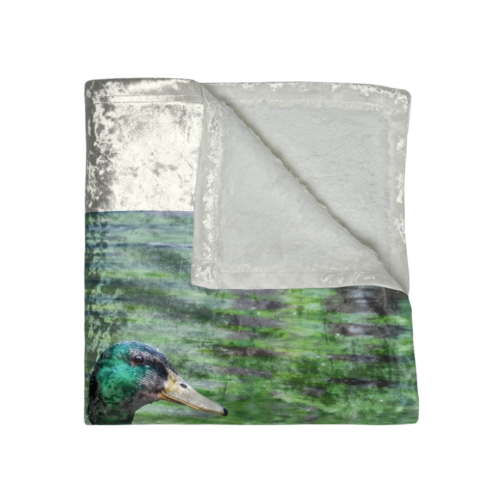 Mallard Duck Swimming in the River Crushed Velvet Blanket – Wildlife Nature Luxury Throw