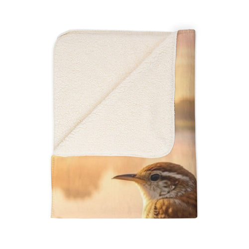 Carolina Wren Fleece Sherpa Blanket