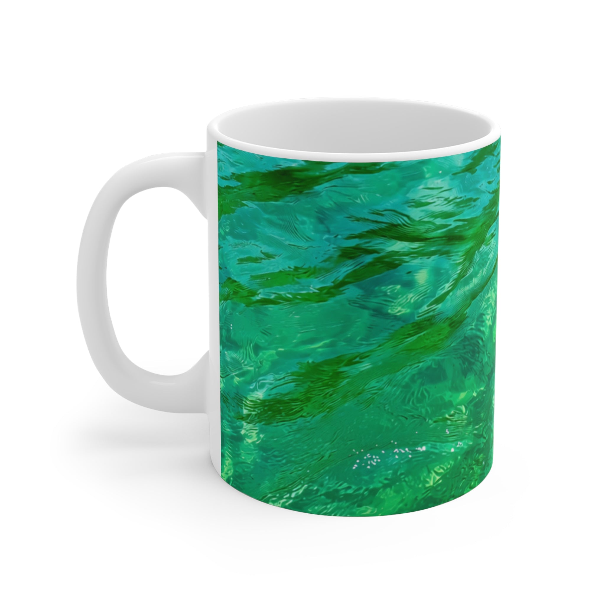 Green Ocean Ceramic Mug 11oz – Tropical Coastal Coffee Cup