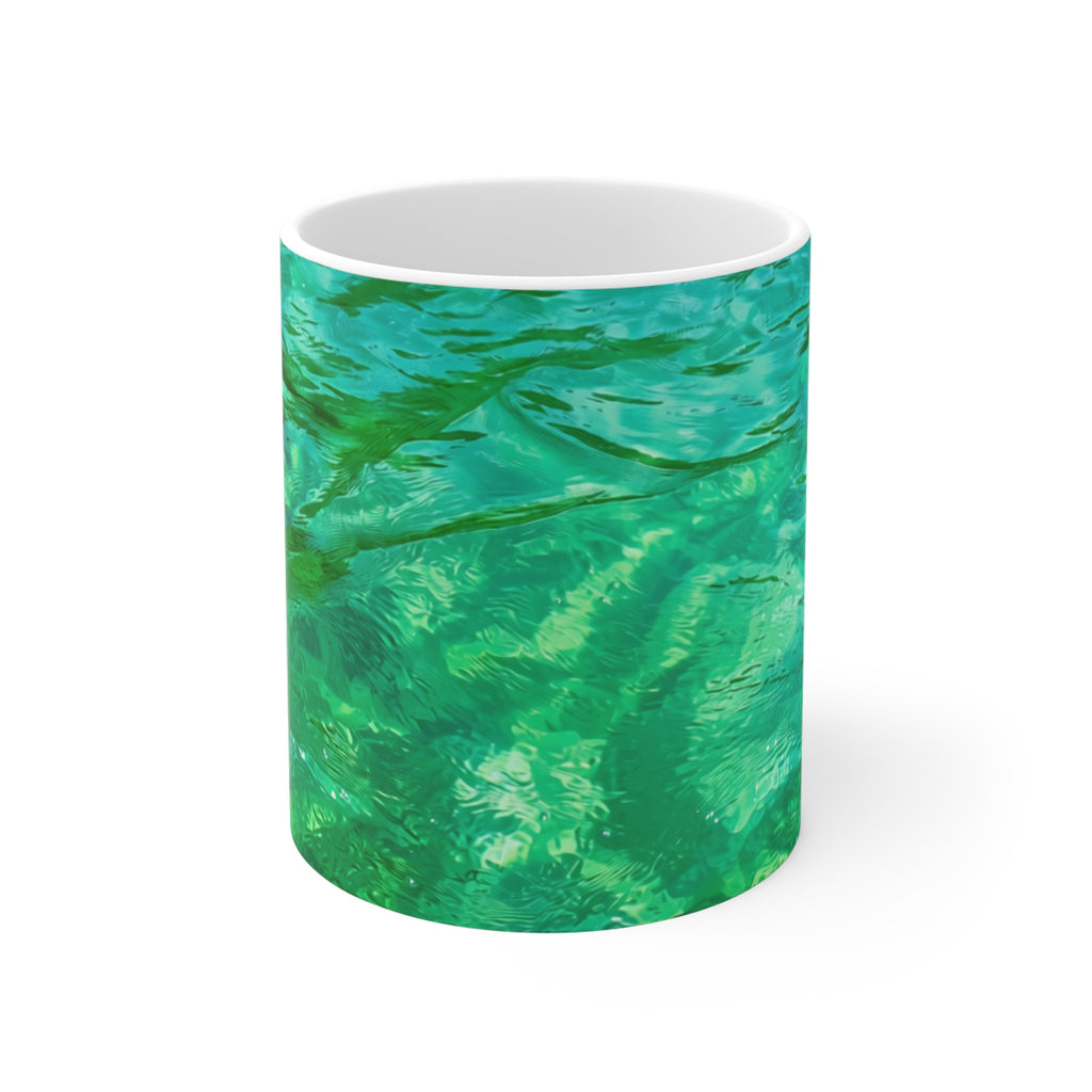 Green Ocean Ceramic Mug 11oz – Tropical Coastal Coffee Cup