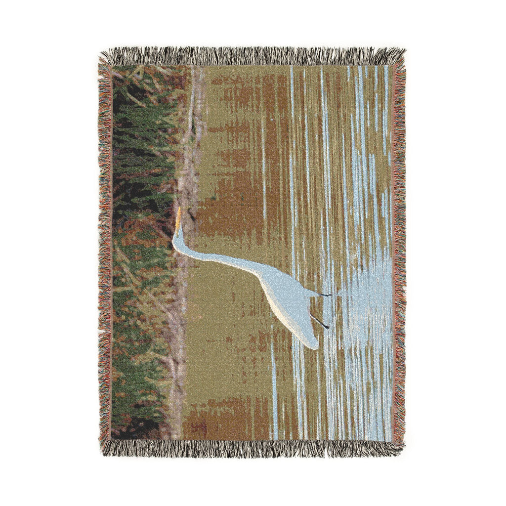 Great Egret Woven Throw Blanket Wildlife Photography Tapestry | Poli Roam