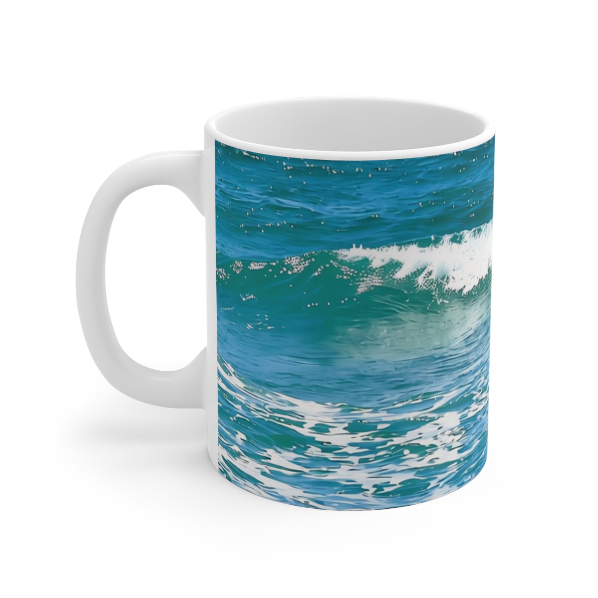 Ocean Wave Ceramic Mug 11oz – Coastal Beach Coffee Cup