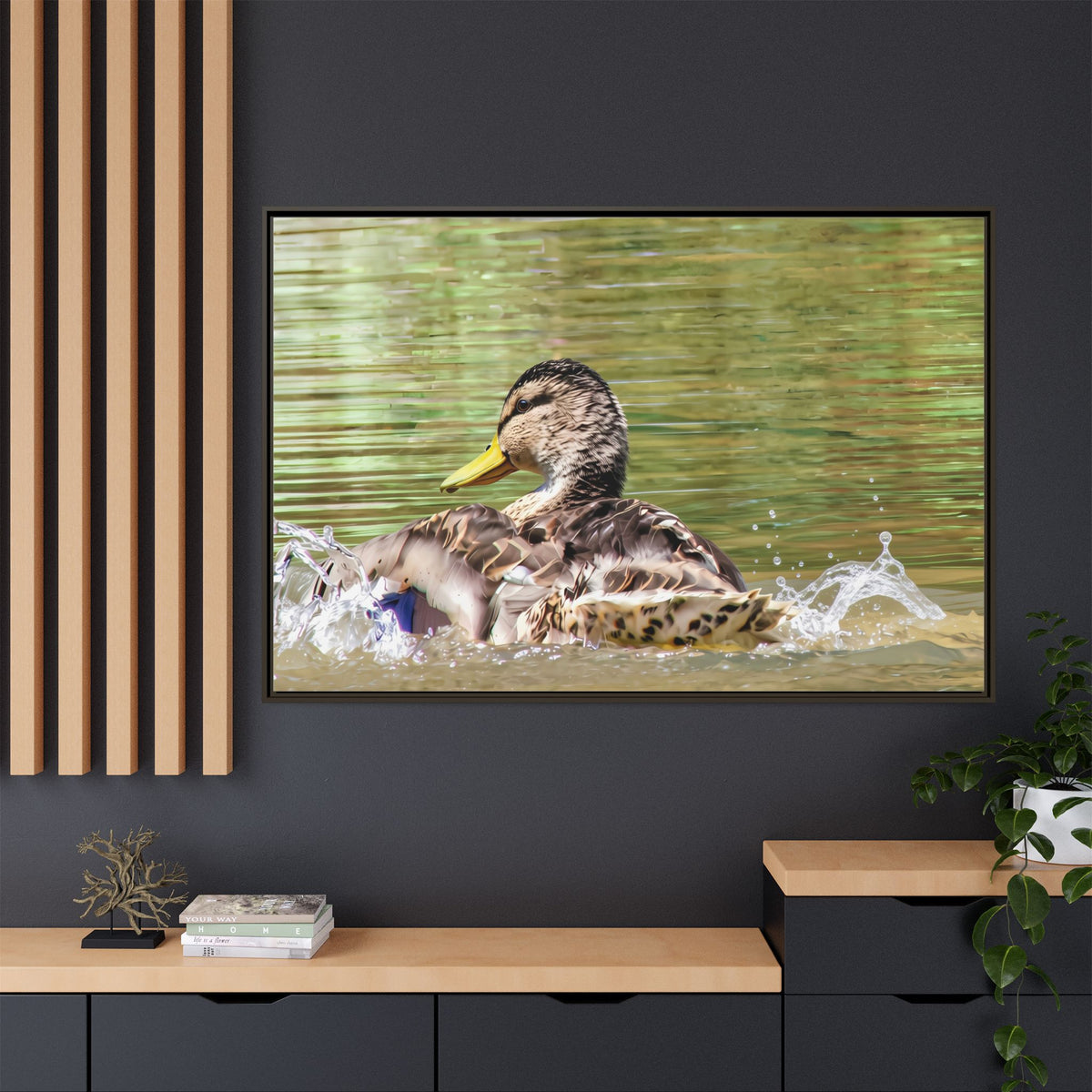 Mallard Duck Matte Canvas, Framed (Multi-color)
