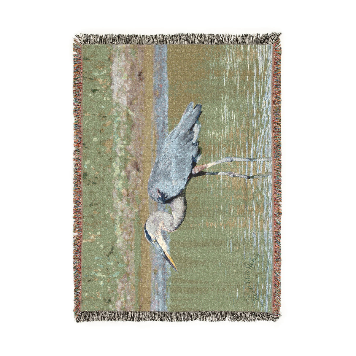 Great Blue Heron Woven Throw Blanket, Wildlife Photography Tapestry