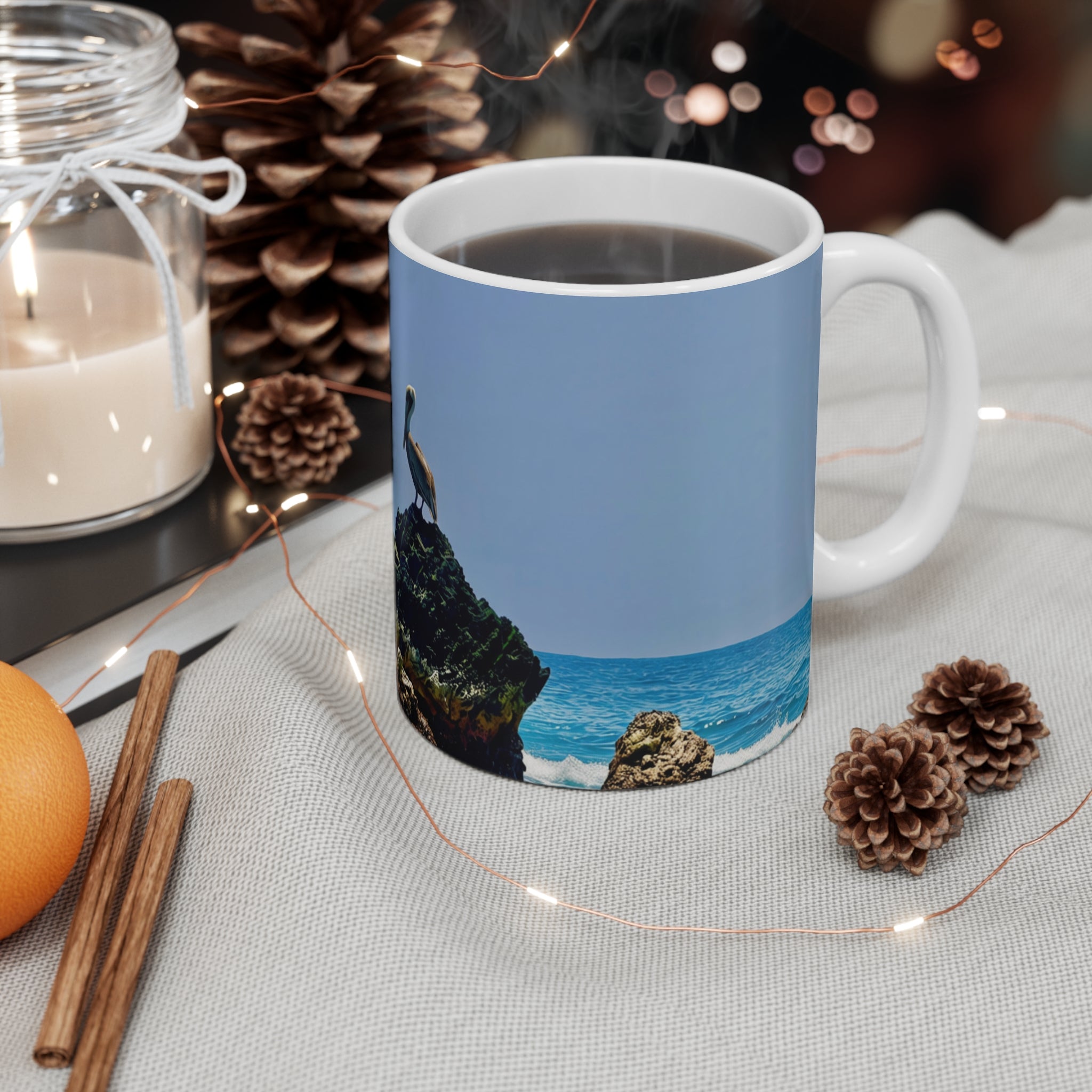 Tela Honduras Pelican Ceramic Mug 11oz – Coastal Wildlife Coffee Cup